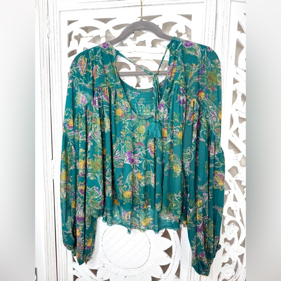Free People Up For Anything Green Floral Blouse - Picture 4 of 7